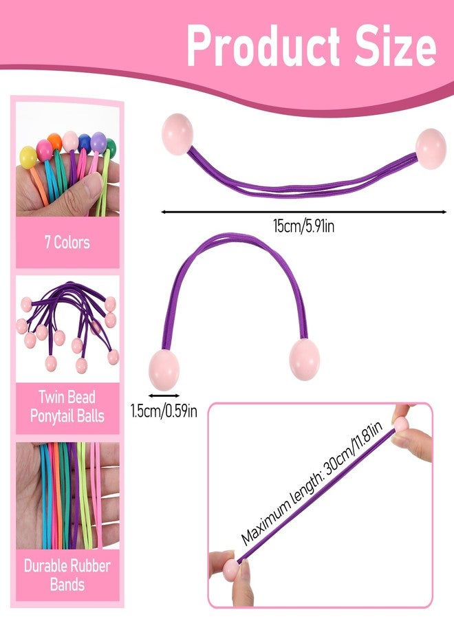 Quilax 42 Pcs Double Balls Hair Ties, Colorful Hair Balls for Girls Hairs, Ball Bubble Ponytail Holders Hairs Elastics Collection(7Colors) - Image 2